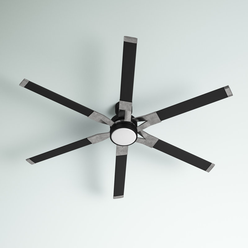 Ceiling Fan with LED Lights, Midnight Black/Brushed Steel with Black Blades, 72 inches