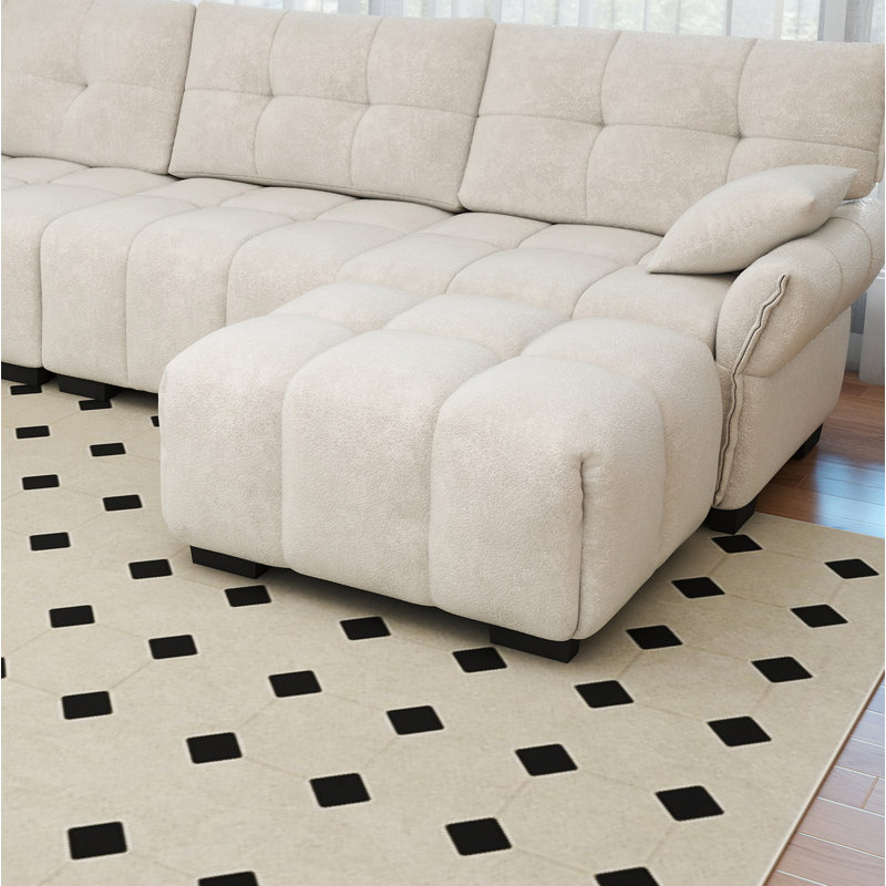 Chenille Ottoman For Living Room – Perfect Footrest, Spare Seat & Decorative Accent, White