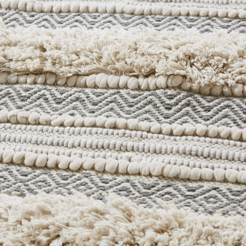 Tapis de bain tissé à rayures texturées 22 po x 58 po