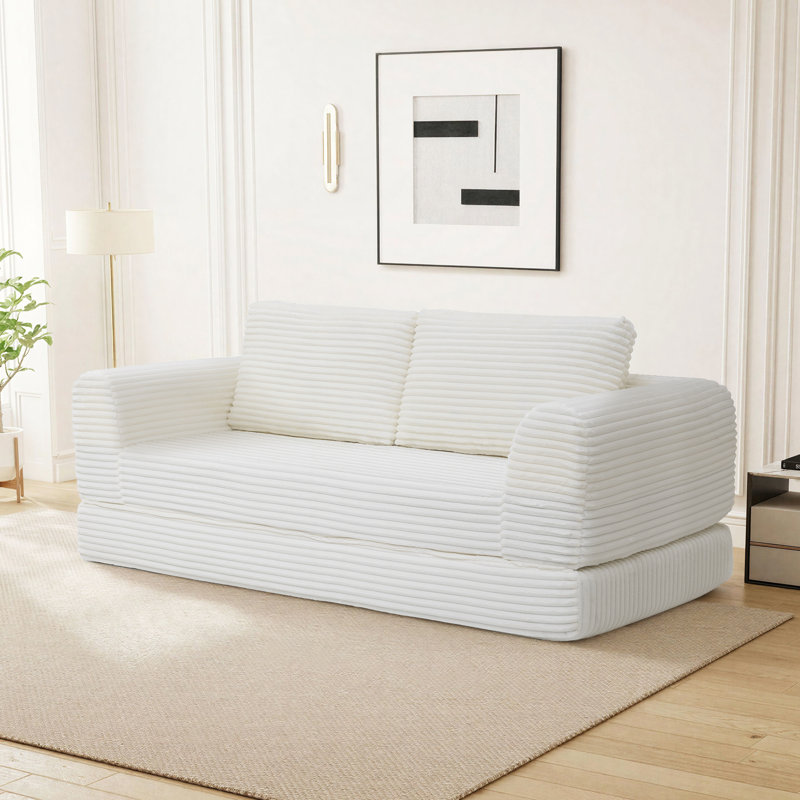Canapé-lit Boneless Cloud Compression, H 33,8 po x l 82 po x P 37,4 po, Beige