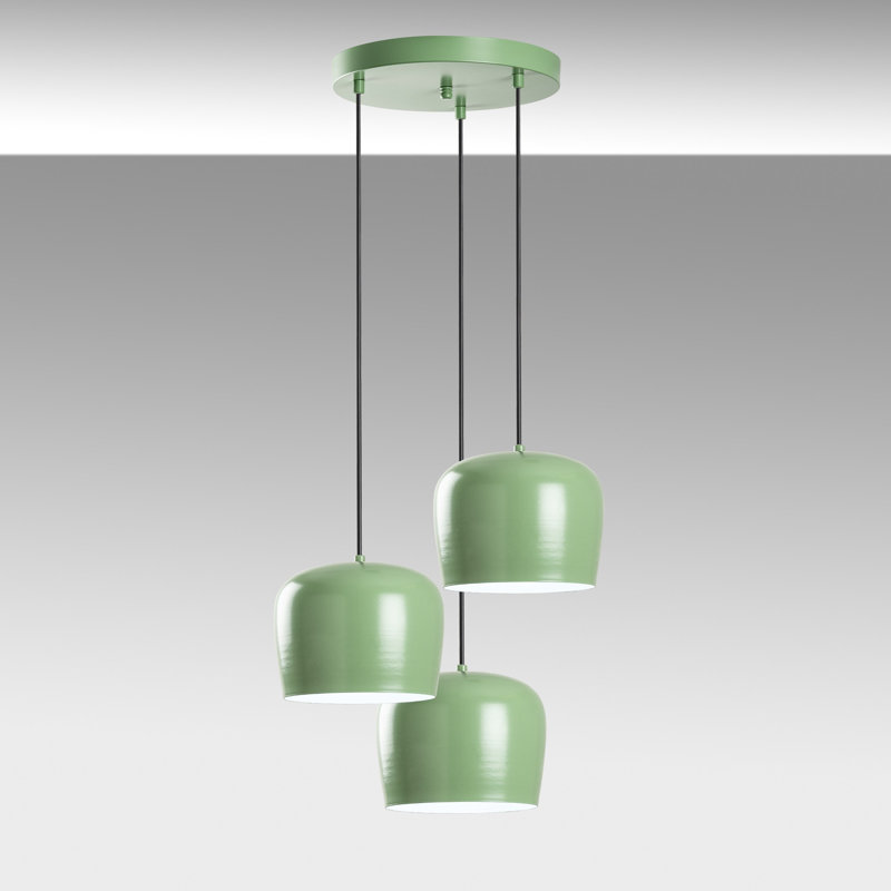 Lustre élégant en menthe, hauteur réglable de 17,7 à 44,9 pouces | Corps en métal, 3 douilles E27 de 40 W maximum | Diamètre: 17,7 po, plaque de base: 15,7 po | Élégant luminaire pour salon et salle à manger, design moderne