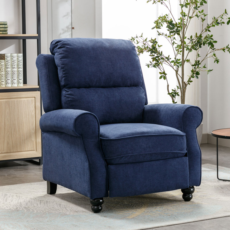 Fauteuil inclinable classique Fatih de 35,4 po de largeur, Mélange de polyester bleu