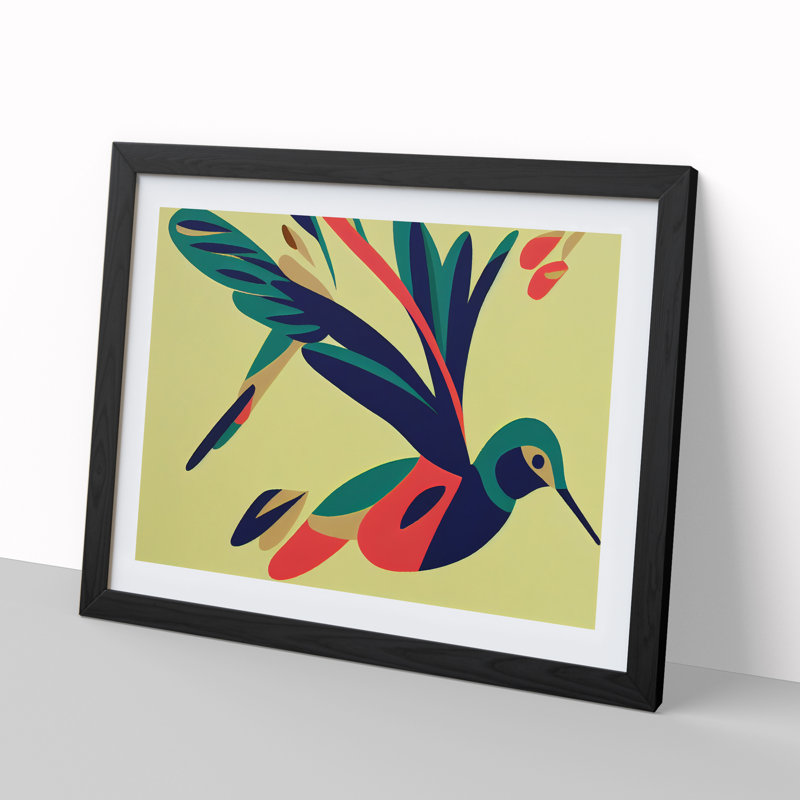 Blessed Abstract Hummingbird - Framed Print, 34cm H x 46cm W x 2cm D, Black