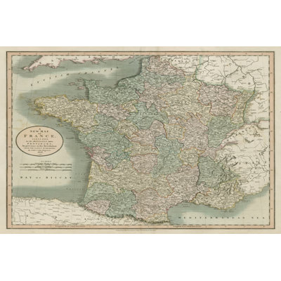 Vintage Map Of France by John Cary - Wrapped Canvas Print