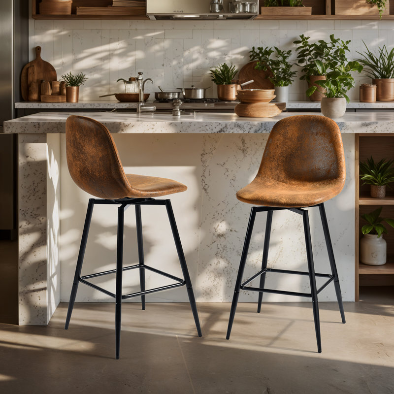 Swivel Upholstered Counter Stool with Metal Frame