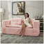 Canapé-lit modulaire convertible en velours côtelé moelleux avec méridienne indépendante, canapé pour très grand lit de 80 po et couverture double usage, rose bébé-125954716