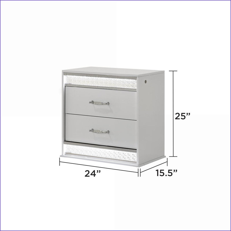 Table de chevet 2 tiroirs Glam