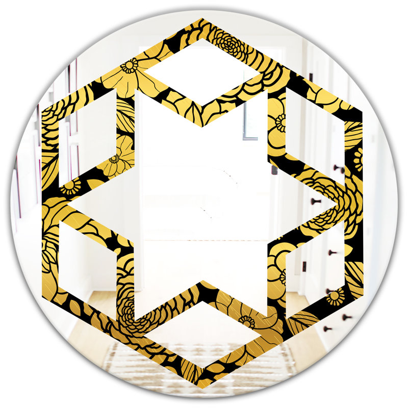 Miroir mural Hexagon Star Floral II, H 23,6 po x l 23,6 po