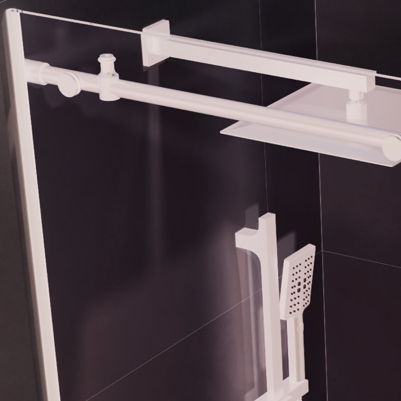 Matte Black 60" W X 76" H Clear Glass Sliding Shower Door - Adaptable For Bathroom Layout, Silent Movement, Build, Water Leakage Accessories,