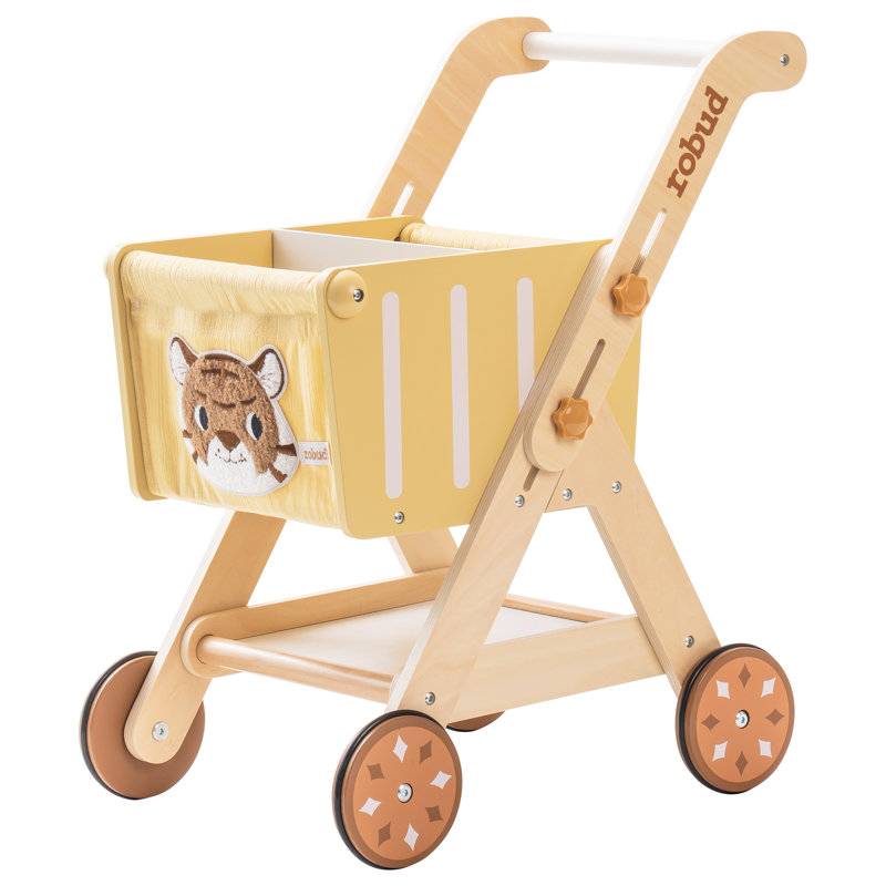 Wooden Shopping Cart, Baby Push Walker Doll Stroller