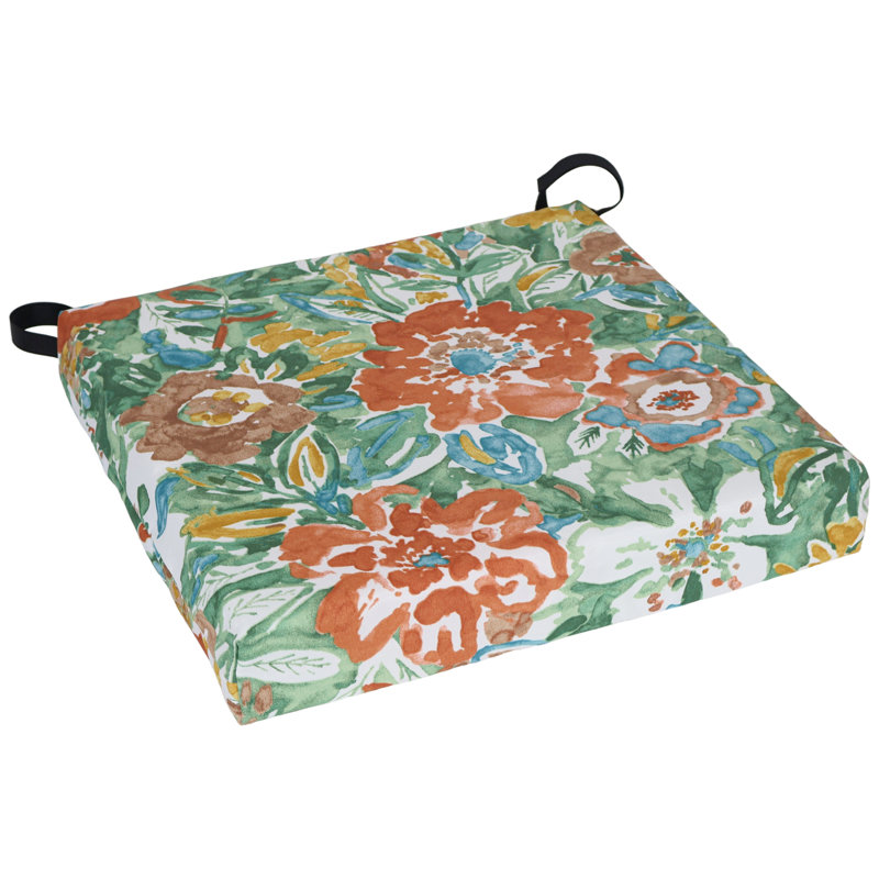 20-Inch By 19-Inch Outdoor Chair Cushion, White/Sun River Mist Floral