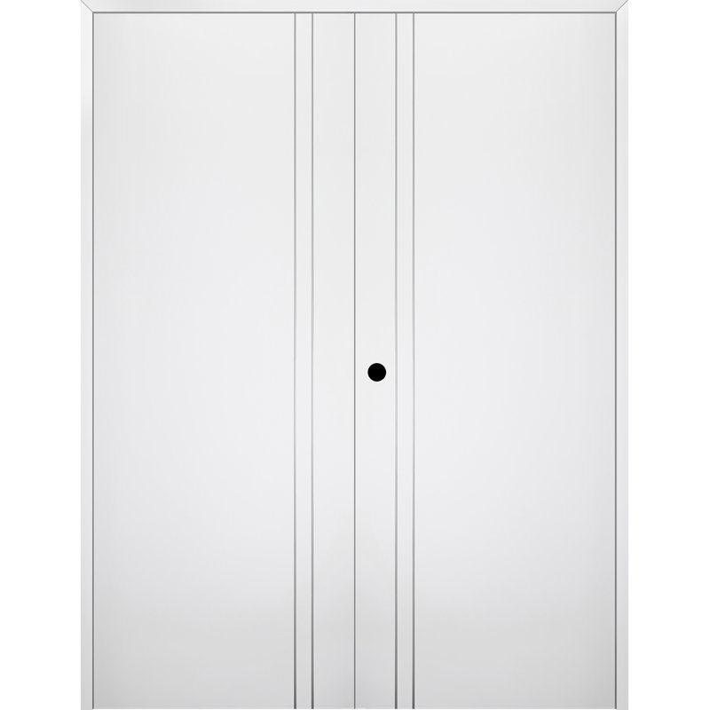 Porte standard double en bois manufacturé Palladio 2V, Blanc noble, 35,50 po x 79,38 po, À droite