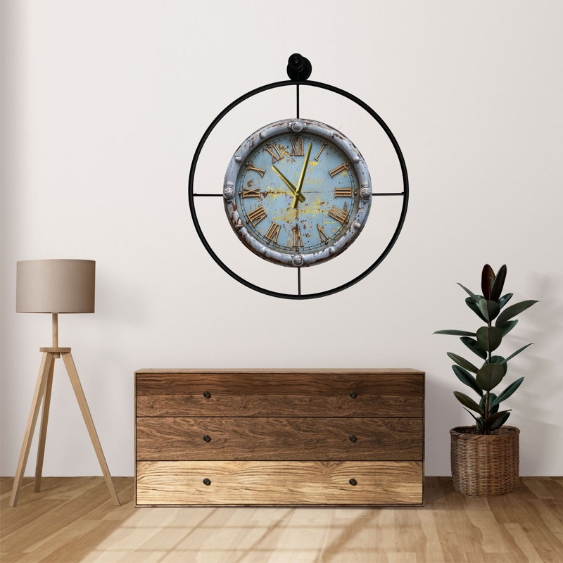 Elegant Decorative Metal Wall Clock, Black, 22.8 x 25.6 x 2.8 inches | 100% Metal Construction, Lightweight at 5.5 lbs | Perfect for Living Room, Office & Home Decor, Stylish and Functional Design