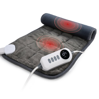  12"x24" Weighted Heating Pad, Heat Pad with 6 Heat Levels & 4 Vibration Massage Modes, Auto Shut Off Soft Plush Therapy Wrap for Back Neck Shoulder Leg Pain Relief