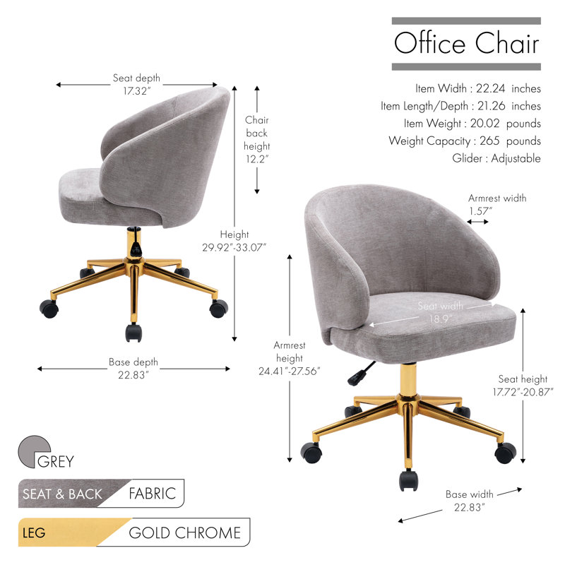Chaise de bureau Beaumont, gris