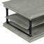 Table basse en bois 55,1 "avec pieds noirs, 2 tablettes de rangement ouvertes, table de salon moderne, gris-1830271019