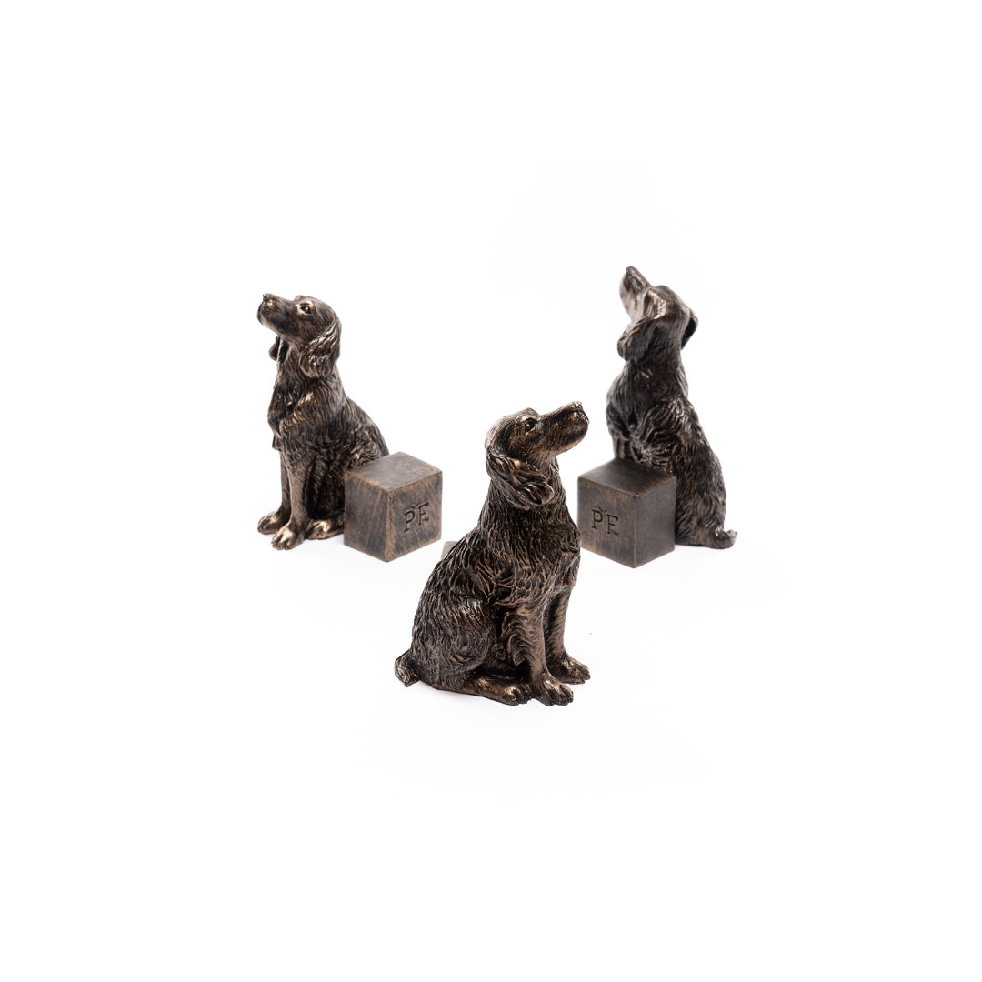 Springer Spaniel Dog Bronze Coloured Planter Feet In Gift Box (Set of 3) Jardinopia