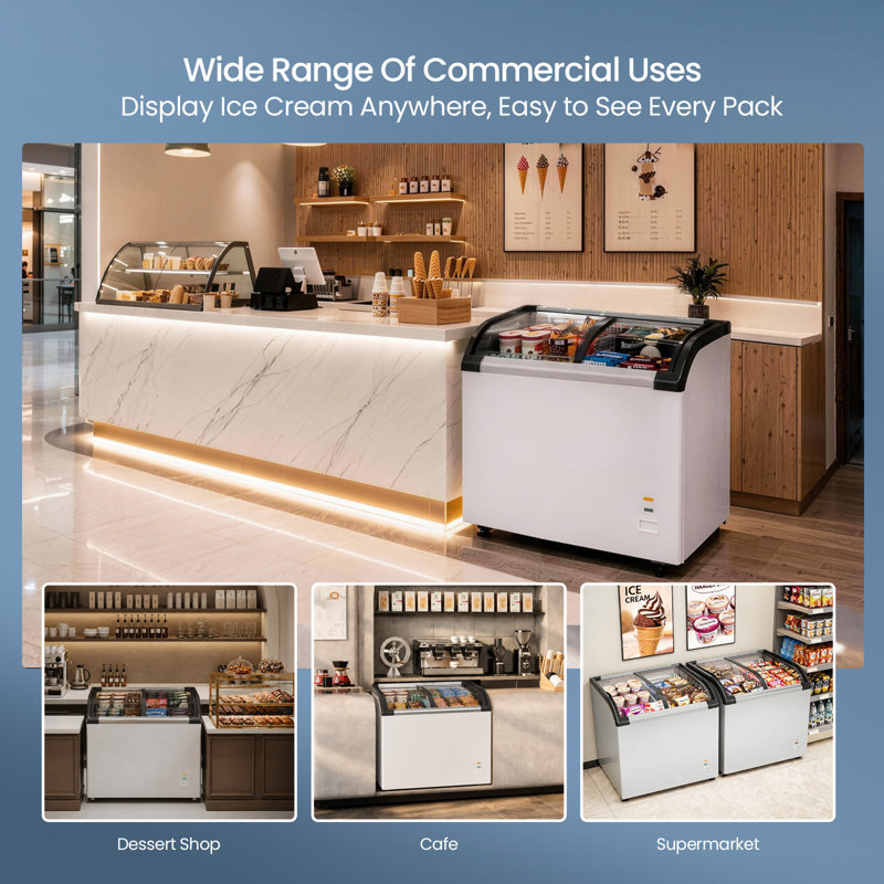 Congélateur commercial commercial à crème glacée avec 4 compartiments amovibles et 4 lumières à DEL