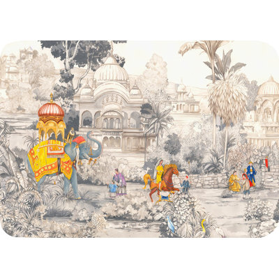 India Scene Vegan Leather Rectangle Placemats