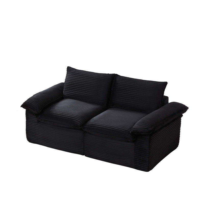 Canapé moderne en nuage de velours côtelé, peut être combiné librement et offre une expérience d'assise confortable, Noir