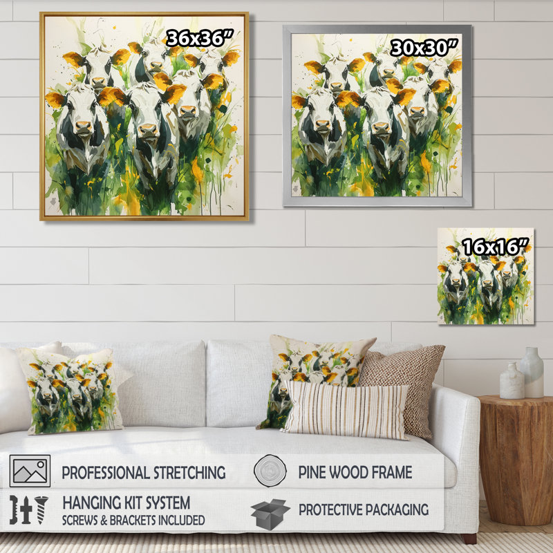 Abstrait vache II - Art mural, Reproduction encadrée d'une seule photo, Argent argent, H 16 po x l 16 po