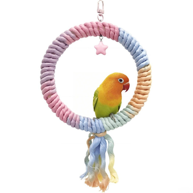 Balançoire à oiseaux colorée en corde de coton pour cage