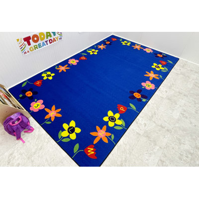 Tapis d'école de jardin KidCarpet Alphabet, rectangulaire 4 pi x 6 pi | Tapis multicolore pour chambre d'enfant ABC