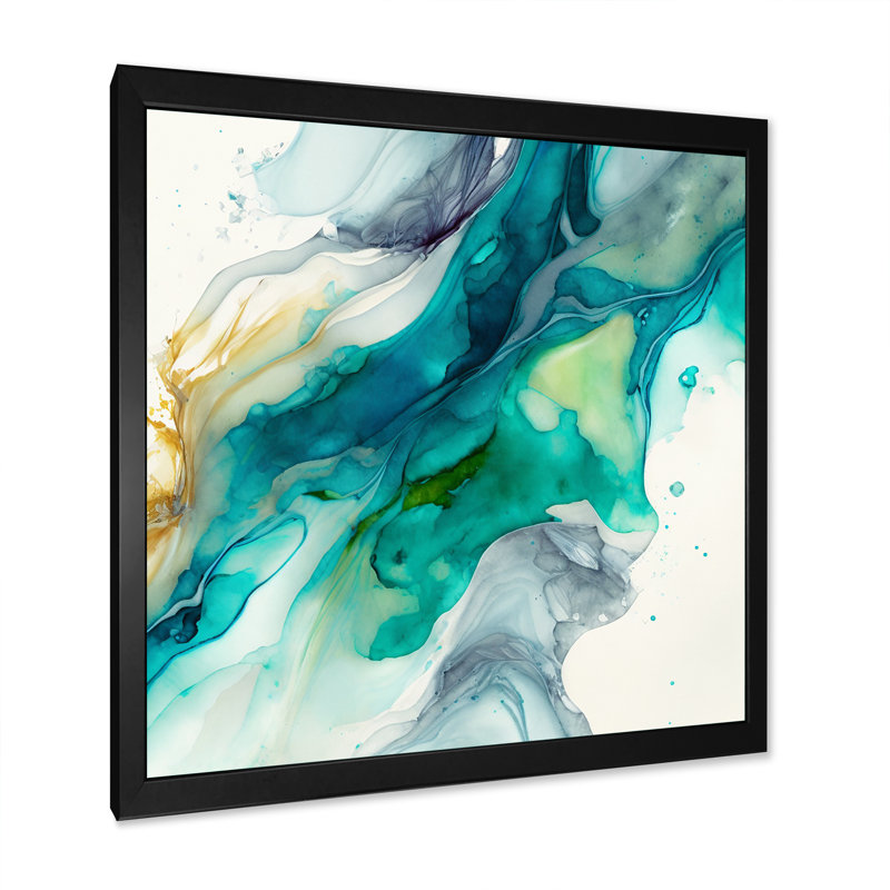 «Tropical Turquoise Joyfulness VI», reproduction sur toile, L 16 po x H 16 po, Toile avec cadre photo noir