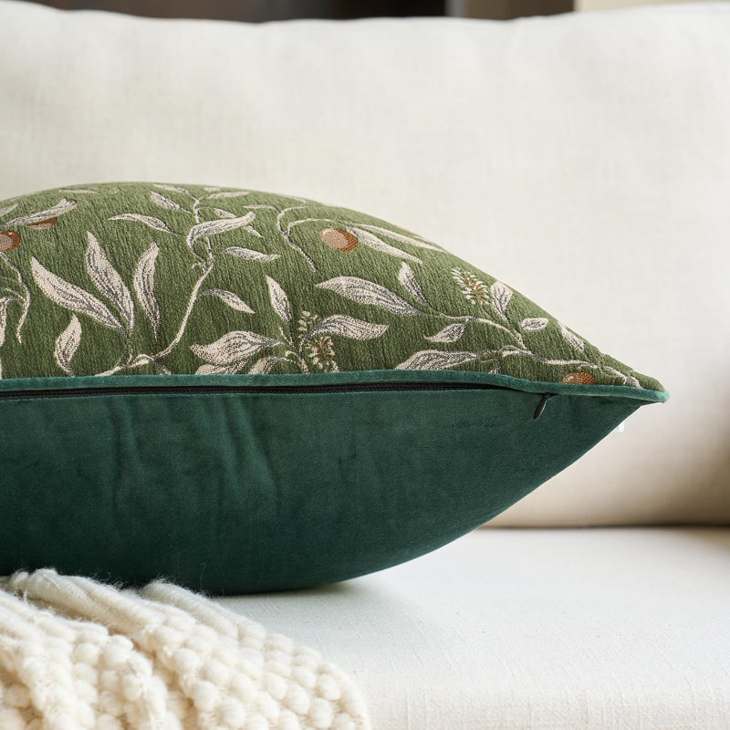 Housse de coussin décoratif vert lombaire 12 po x 20 po Coussin décoratif floral vert pour canapé, salon, chambre à coucher