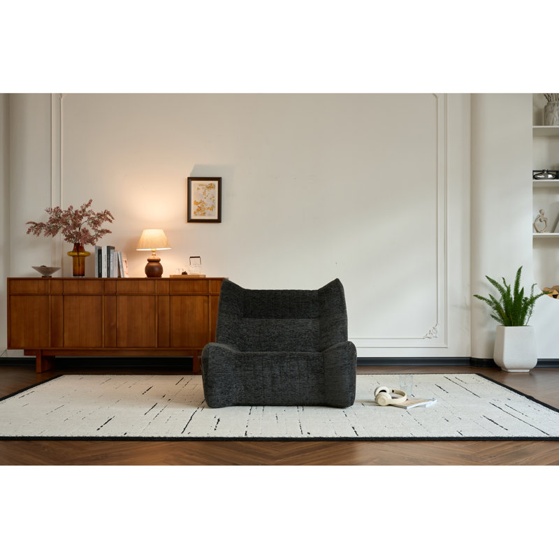 Fauteuil à billes surdimensionné gris pour adultes - rembourrage à haute éponge, revêtement de chenille confortable