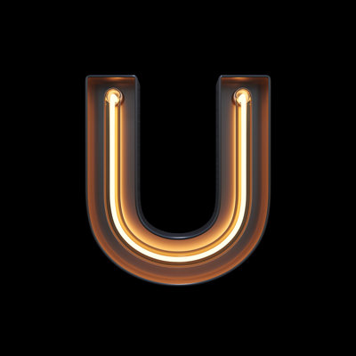 Neon Light Alphabet U With Clipping Path by Sarawuth702 - Wrapped Canvas Print