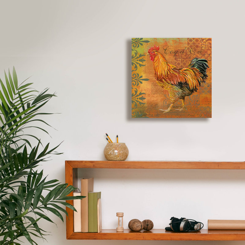 «Coq Motifs 2» par Art Licensing Studio, art mural sur toile, H 12 po x l 12 po x P 0,75 po