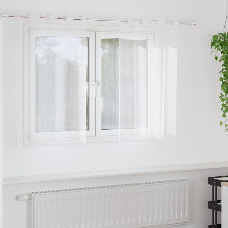 Curtains With Curtains 2 Pcs Polyester, 140cm Width x 140cm Drop, White