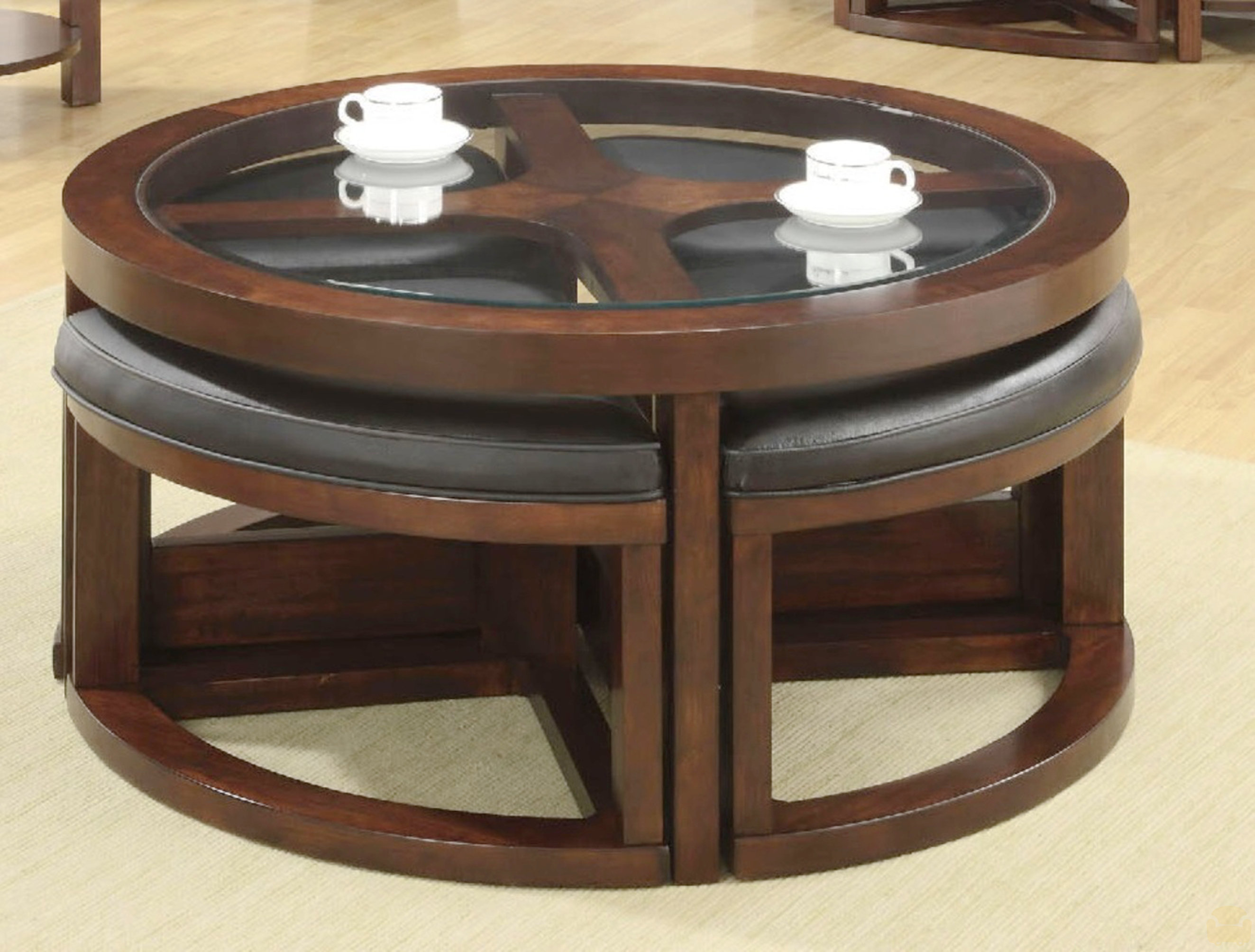 George Oliver Coffee Table Glass Insert Top Ottoman Included Table Set ...