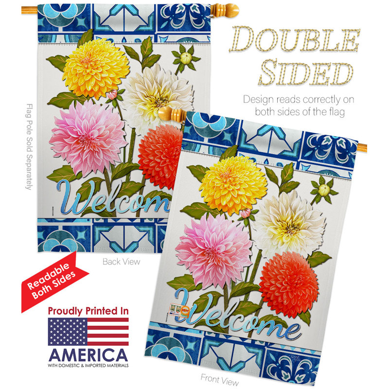 Drapeau de jardin Dahlia Bouquet, H 40 po x l 28 po