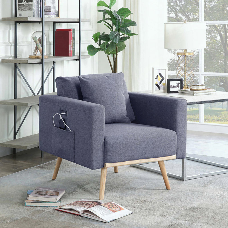 Fauteuil avec port de charge USB et poches latérales