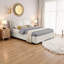 Grand lit avec rangement et tête de lit tapissier, lit plateforme en chenille-169547573-169547575