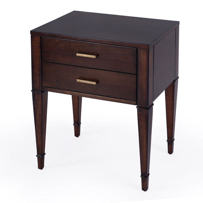 Kai Black 2 Drawer Nightstand, Dark Cherry