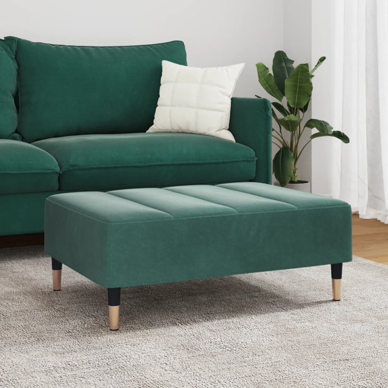 Mercer41 Footstool 30.3"X21.7"X12.2" Velvet, Dark Green