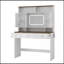 Table de maquillage Farmhouse, coiffeuse de 43 po de largeur avec miroir éclairé et tiroir de maquillage, grande coiffeuse moderne avec porte-séchoir pour chambre à coucher, blanc