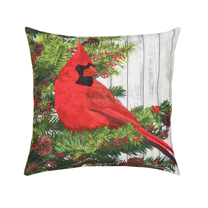 Coussin décoratif d’intérieur/d’extérieur oiseau de Noël