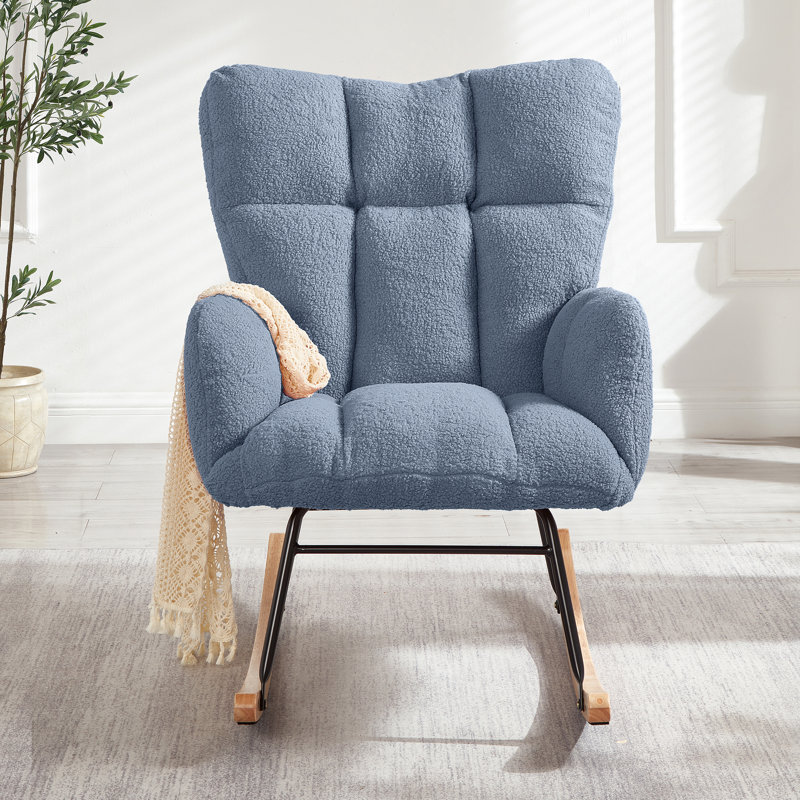 Chaise berçante rembourrée Teddy, Bleu