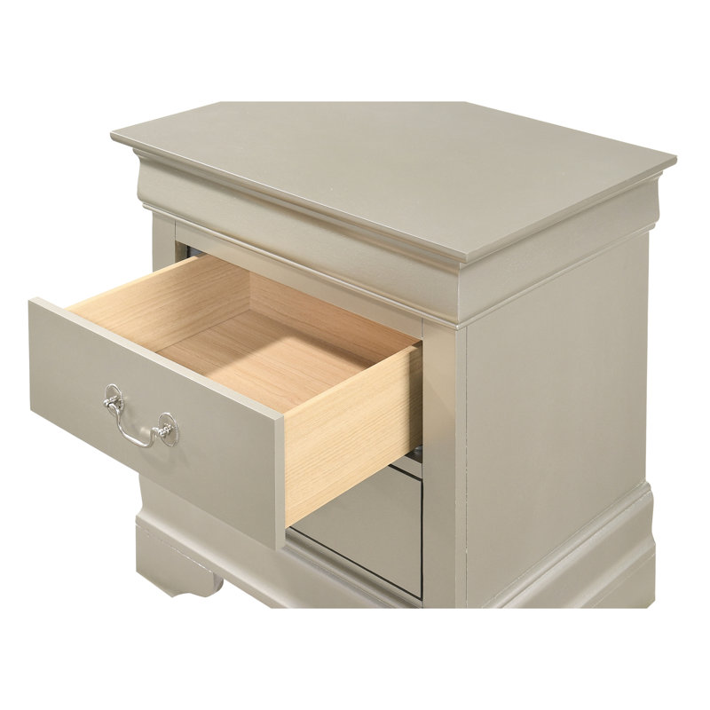 Élégante table de chevet métallique avec tiroirs, Or 2