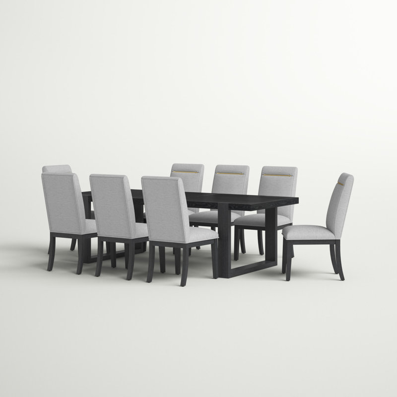 Ensemble de salle à manger extensible Donny, 10 pièces: table, buffet, 8 chaises, Gris