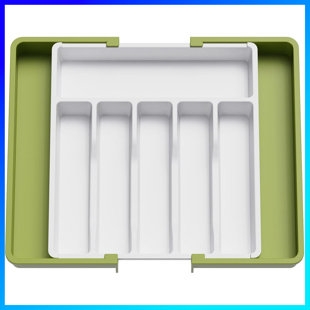 Organisateur de tiroir extensible Silverware - Plateau à ustensiles en plastique réglable pour cuillères, fourchettes et couteaux | Rangement pour couverts et couverts sans BPA | Grande cloison de tiroir de cuisine