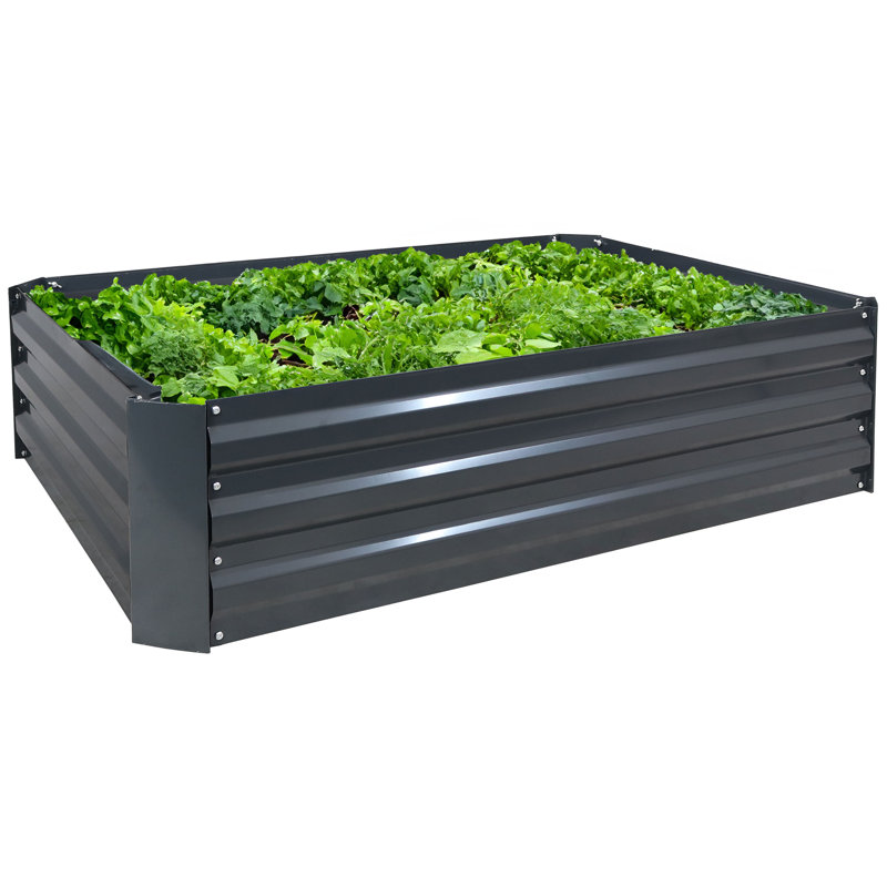 Lit de jardin surélevé rectangulaire en acier galvanisé Ippolito - Gris foncé - 48 po x 35,5 po x 11,75 po, Gris foncé