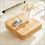 Table basse à tambour 31,5 pouces fabriquée à la main de style moderne, piédestal robuste en bois aggloméré pour le salon, grain de bois naturel et texture