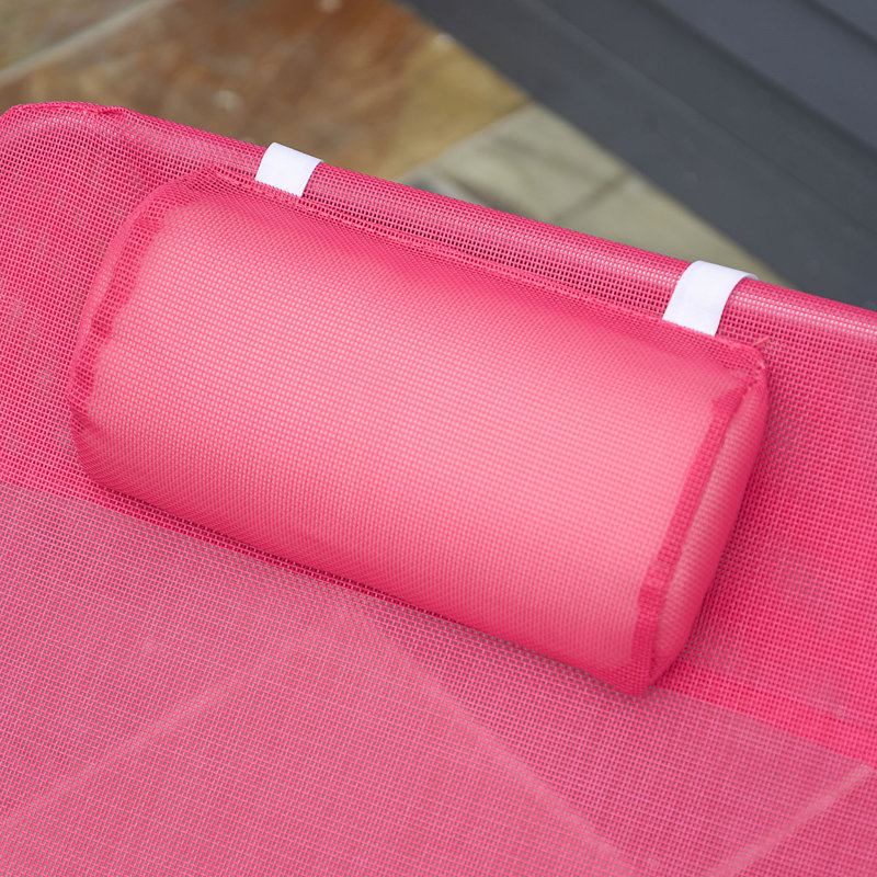 Chaise longue pliante Outsunny, Argent argent, Rose