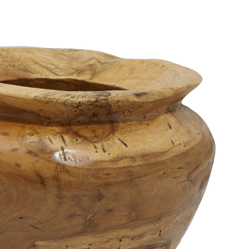 Bol décoratif en bois de teck Donley, 6" H x 9" W x 9" D