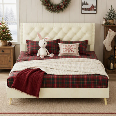 Upholstered Bed with Tufted Headboard